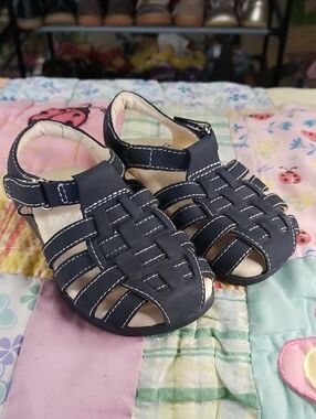 pediped Navy Blue Woven Closed-Toe Leather Sandals US 6 6.5 EURO 22